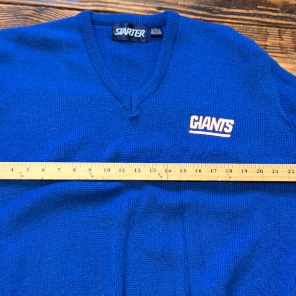 VINTAGE New York Giants Starter Sweater Pullover Sideline Gear 90's Mens Large - Picture 10 of 11